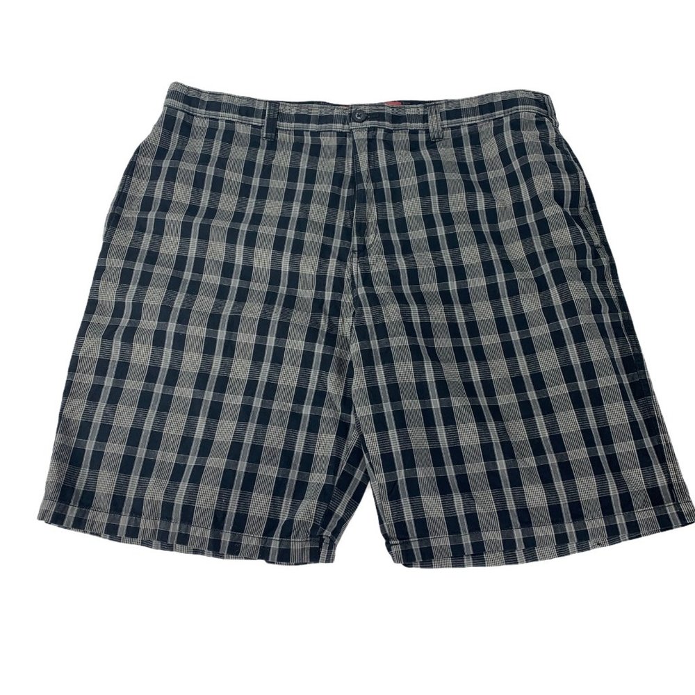 Perry Ellis 40W 40 Plaid Shorts Black American Fla